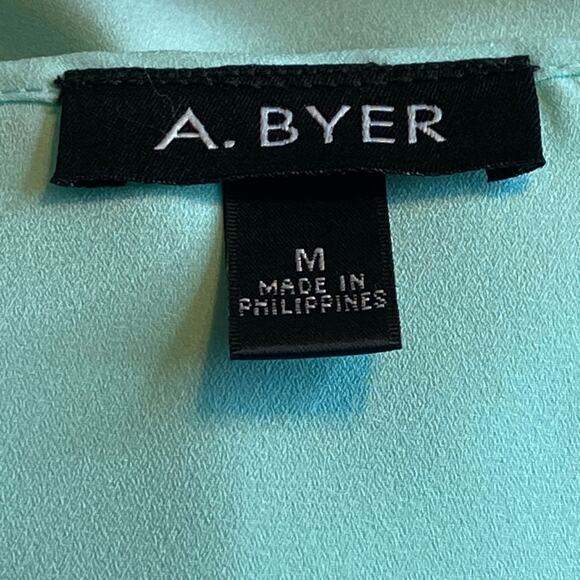 A.Byer Robin Blue Top with Bell Sleeves and Elastic Waist Size Medium - Picture 4 of 5